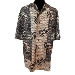 Paradise by Axis Men's Black & Creamy White Silk Button Down Shirt Size Small